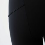 Close-up of premium Egyptian Cotton black legging scrunch butt pants, highlighting fabric texture and stitching detail.