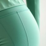 Close-up of high-quality fabric and stitching on yoga pants for guys and long sleeve yoga top womens.