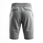 Men's yoga pants in Heather Grey, yoga shorts for guys on white background, hyperrealistic studio photo.