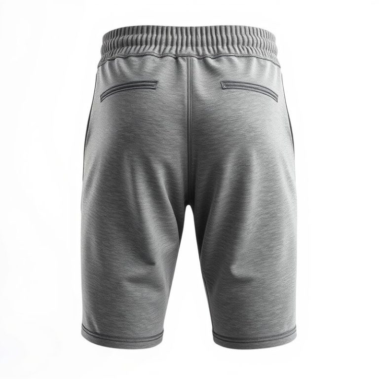 Men's yoga pants in Heather Grey, yoga shorts for guys on white background, hyperrealistic studio photo.