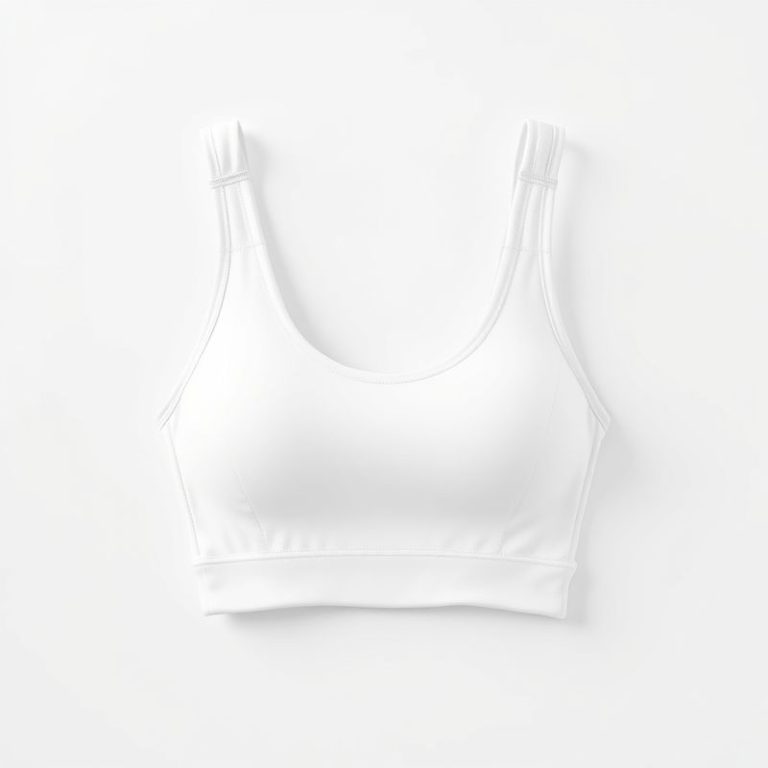 White yoga singlet and sports bra on a white background, hyperrealistic studio photo.