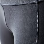 Close-up of high waisted active leggings with pockets, showcasing Merino Wool fabric texture and quality stitching.