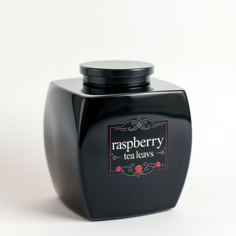 Black cross top with raspberry tea leaves design, studio shot on white background.