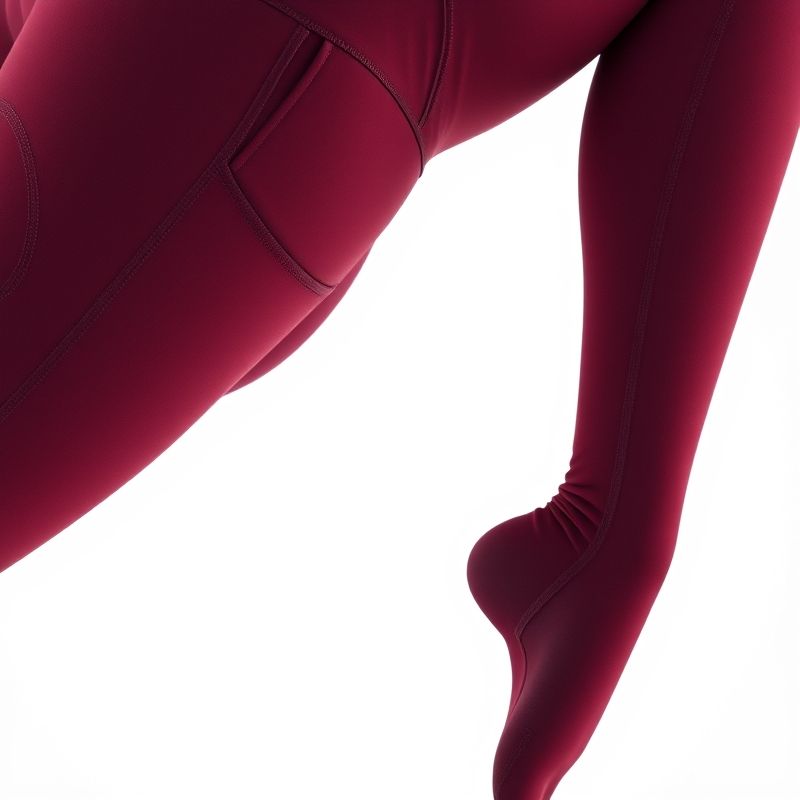 Black seamless leggings with pockets on a model stretching