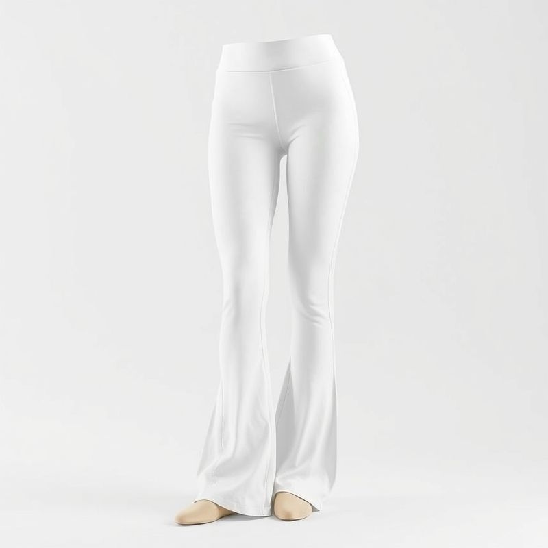 White cotton yoga pants australia flare legging on a clean white studio background.