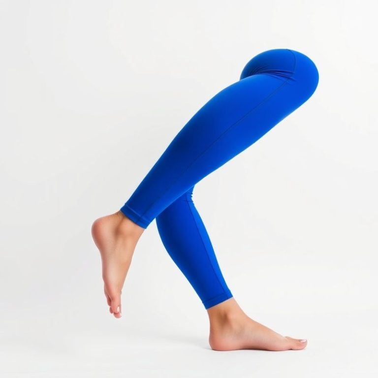 Royal Blue crop yoga pants, hyperrealistic studio product shot on white background.