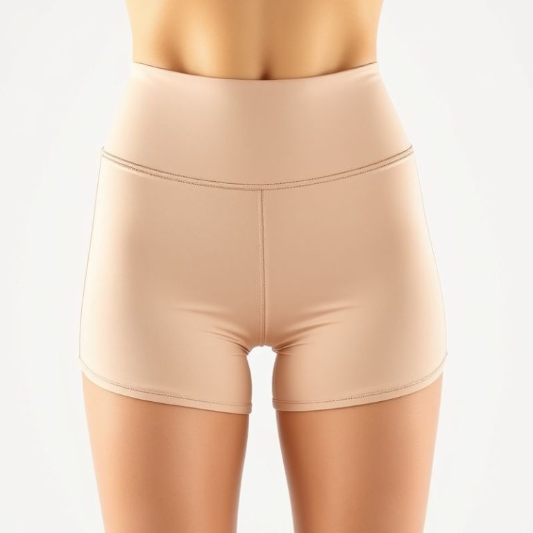 Beige high waisted yoga shorts, Australian activewear on white background.