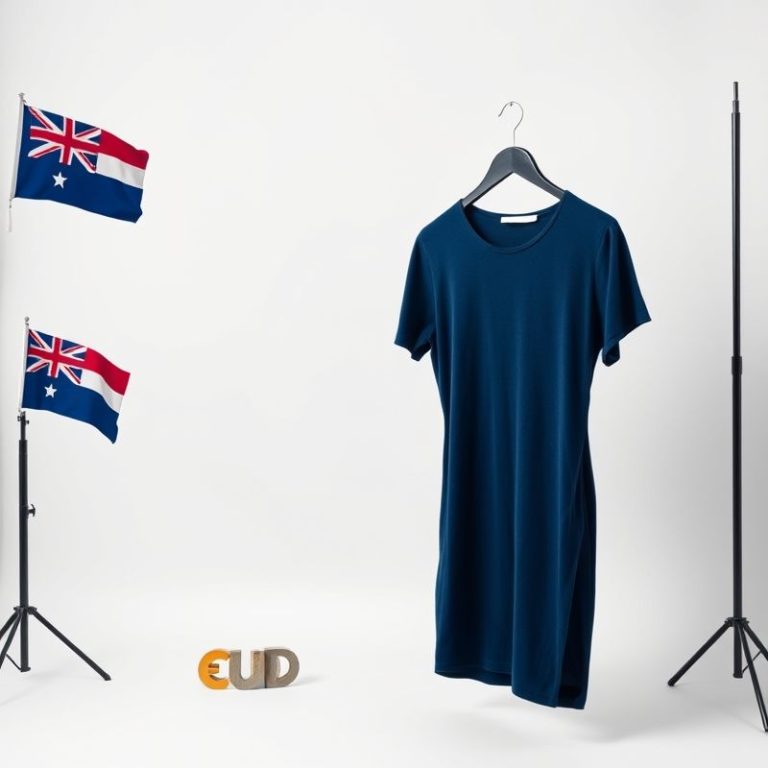 now clothing brand australia navy blue t-shirt with netherlands currency to aud graphic