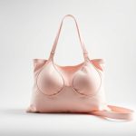 Organic bras and a pastel pink yoga bag on a clean white studio background.