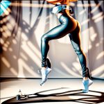 Seamless black leggings in beige, fitness leggings with pockets, hyperrealistic studio photo on white background.