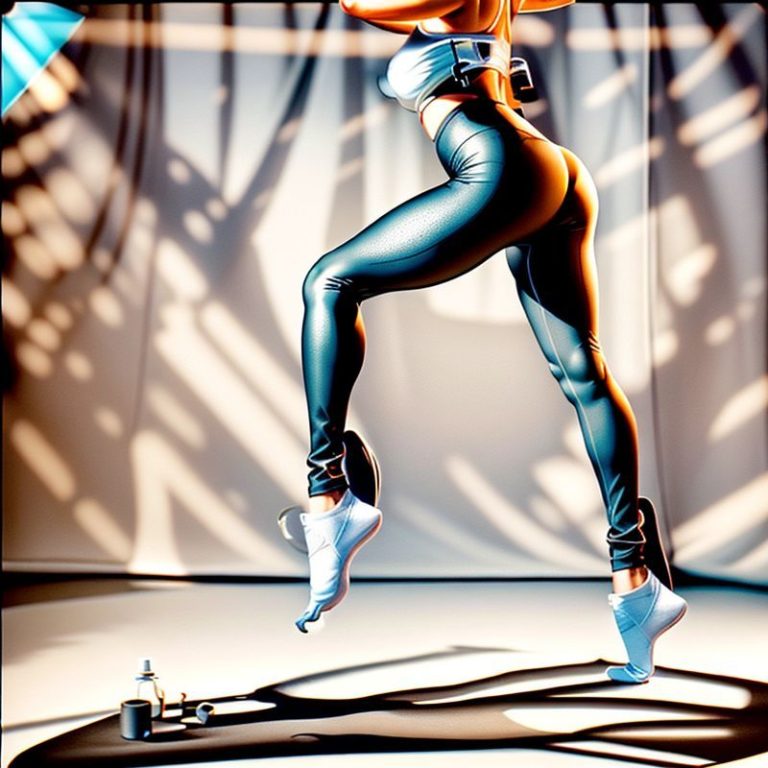 Seamless black leggings in beige, fitness leggings with pockets, hyperrealistic studio photo on white background.
