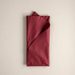Flat lay of the Ceremony Cacao burgundy wrap crop top folded on a neutral surface.