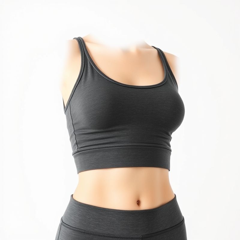 Charcoal organic cotton yoga crop top on a white studio background.