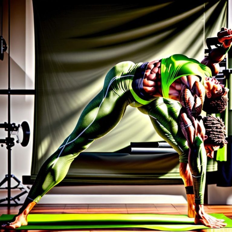 Men's olive green yoga pants, male yoga attire, on white background, hyperrealistic studio photo.