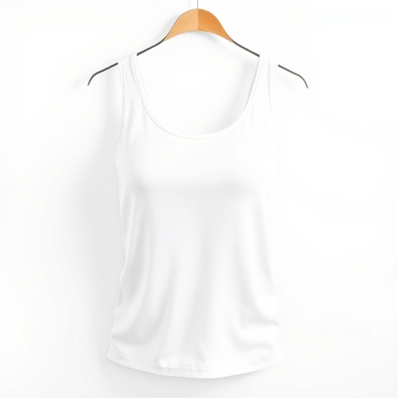 White yoga singlet or yoga t-shirt on a clean white studio background.
