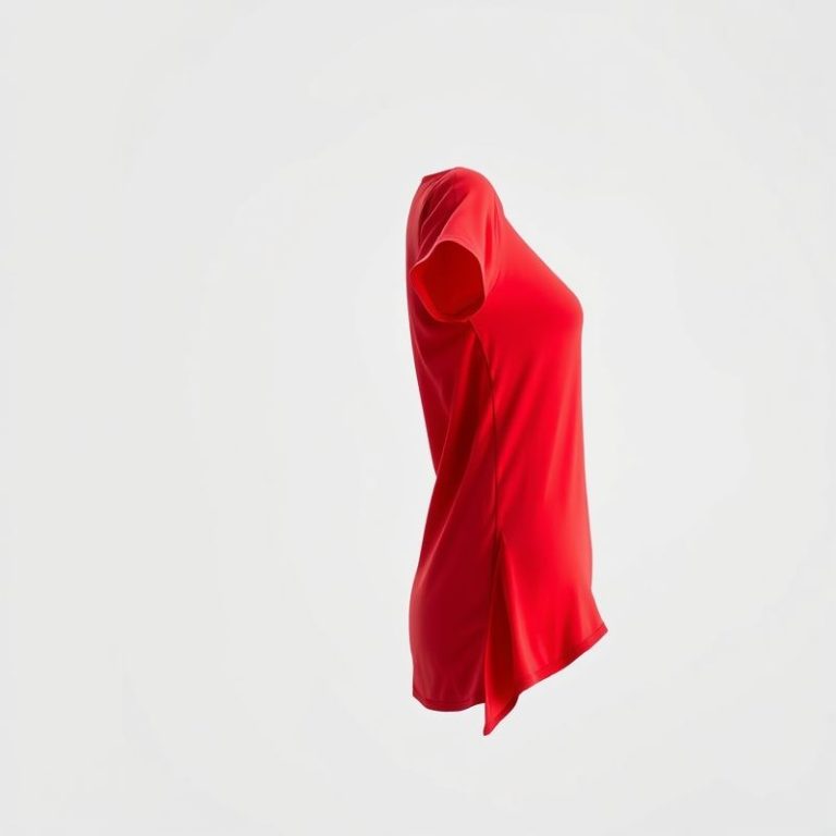 Red yoga tshirt from the active wear flares collection on a white background.